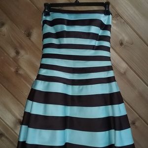 Martha Lynn Brown/Blue Strapless Dress Size 6